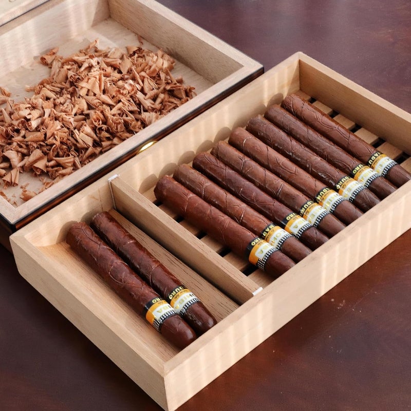 WOHO Spanish Cedar Cigar Tray with Adjustable Divider & 6 Count Sheets, Cedar Cigar Tray for Large Cigar Humidor Cabinet/Tupperdor, Cedar Wood Tray for Cigar Storage/Organization/Aging (12"X7"X1.57") - Image 2